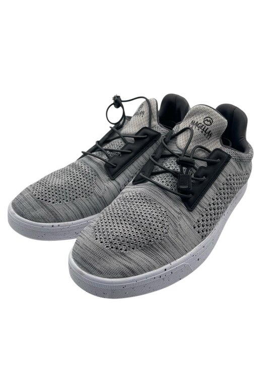 Magellan Mens Sneaker Gray Stretch Lace Up w/Toggle Round Toe Flat Heel Sz 9D